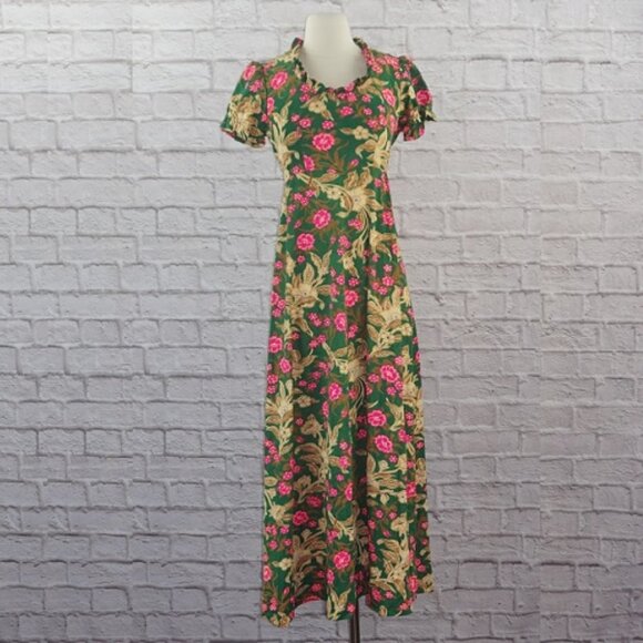Vintage 60s Floral Regency Maxi Dress - Picture 1 of 10
